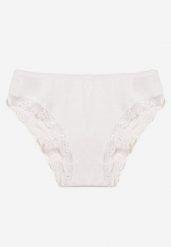 Białe Bawełniane Majtki Figi z Ozdobną Koronką Fusa. Białe figi damskie Renee, l, z aplikacjami, z bawełny. Za 3.99 zł.