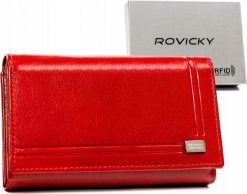 Rovicky Duży, skórzany portfel damski na zatrzask - Rovicky NoSize. Portfele damskie ROVICKY, bez wzorów. Za 216.79 zł.