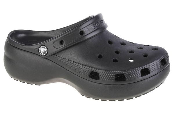 Sandały CROCS CLASSIC PLATFORM CLOG W Czarny. Czarne sandały damskie Crocs, bez wzorów, z gumy, bez obcasa, bez zapięcia. Za 278.99 zł.