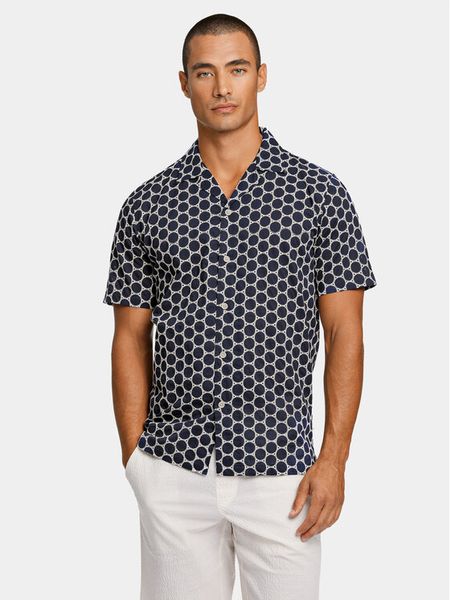 Lindbergh Koszula 30-203569 Granatowy Relaxed Fit. Niebieskie koszule męskie Lindbergh, m, bez wzorów, z bawełny, bez kołnierzyka, bez ramiączek. Za 139.99 zł.