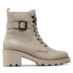 Trzewiki Remonte. Brązowe botki damskie Remonte, bez obcasa, na słupku, bez zapięcia. Za 391.99 zł.