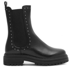 Botki Sergio Bardi. Czarne botki damskie Sergio Bardi, bez obcasa, na płaskiej podeszwie, bez zapięcia. Za 221.99 zł.