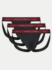 Hugo Komplet 3 par slipów Jock Strap 50517882 Czarny. Czarne slipki męskie Hugo, l, bez wzorów, z bawełny. Za 119.99 zł.