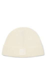 HUGO czapka z dzianiny - Sential Kobiety wełna ze strzyży biały, ONE SIZE. Białe czapki i kapelusze damskie Hugo, bez wzorów, z dzianiny. Za 169.95 zł.