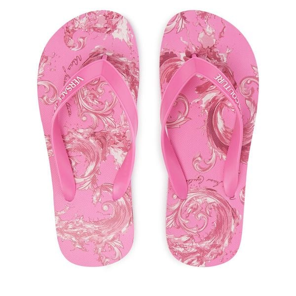 Japonki Versace Jeans Couture. Czerwone klapki damskie Versace Jeans Couture, bez wzorów, z jeansu, bez obcasa. Za 152.99 zł.