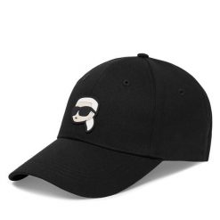 Czapka z daszkiem KARL LAGERFELD. Czarne czapki i kapelusze damskie KARL LAGERFELD, bez wzorów. Za 239.99 zł.