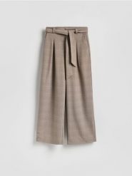 Spodnie w kratę - wielobarwny. Spodnie materiałowe damskie Reserved, bez wzorów, z tkaniny. Za 179.99 zł.