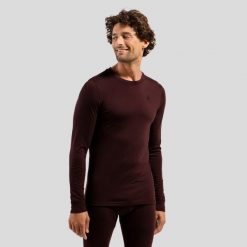 Bluza termoaktywna męska Odlo Merino 200 BL Top Crew Neck LS. Brązowe bluzy męskie Odlo, na zimę, m, bez wzorów, bez kaptura. Za 324.99 zł.