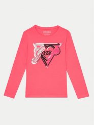 Guess Bluzka J4BI04 J1314 Różowy Regular Fit. Czerwone bluzki dla dziewczynek Guess, z aplikacjami, z bawełny, bez kołnierzyka, bez ramiączek. Za 59.99 zł.