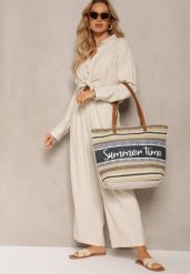 Jasnobeżowa Torebka Typu Shopper na Plażę z Jedną Komorą Gomeissa. Brązowe torebki shopper damskie Renee, bez wzorów, z materiału, bez dodatków. Za 39.99 zł.
