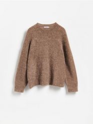 Sweter z wełną z alpaki - brązowy. Brązowe swetry damskie Reserved, l, bez wzorów, z dzianiny, bez kołnierzyka, bez ramiączek, bez kaptura. Za 199.99 zł.