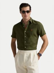 Polo Ralph Lauren Koszula 710968912002 Khaki Custom Fit. Brązowe koszule męskie Polo Ralph Lauren, l, bez wzorów, ze lnu, bez kołnierzyka, bez ramiączek. Za 523.99 zł.