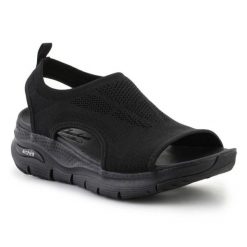 Sandały Skechers City Catch W 119236-BBK czarne. Czarne sandały damskie bez wzorów, z gumy, bez obcasa, bez zapięcia. Za 408.30 zł.