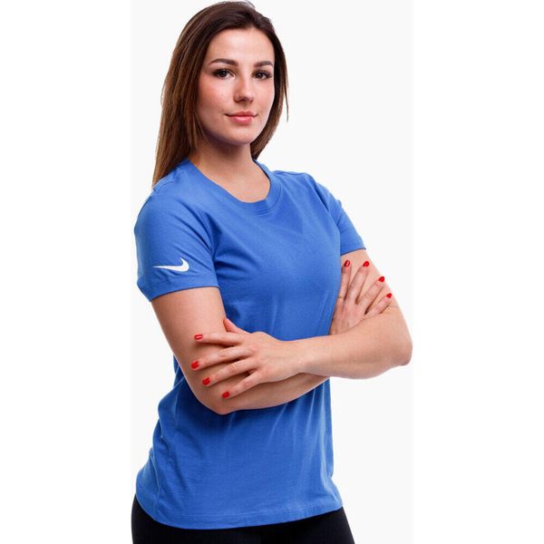 Koszulka treningowa damska Nike Park 20. Niebieskie koszulki sportowe damskie Nike, l, bez wzorów, bez kołnierzyka, bez ramiączek. Za 96.03 zł.