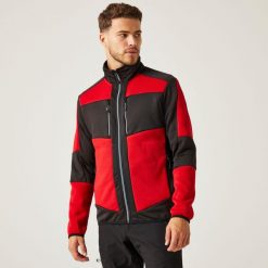 Bluza robocza hybrydowa unisex E-Volve. Czerwone bluzy męskie Regatta, m, bez wzorów, z polaru, bez kaptura, trekkingowe. Za 268.50 zł.