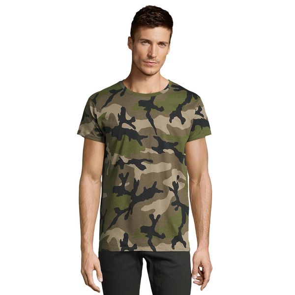 Męska Koszulka Camo. Zielone koszulki sportowe męskie SOL'S, l, bez wzorów, bez kołnierzyka, bez ramiączek, trekkingowe. Za 100.99 zł.