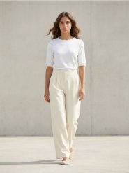 Sweter z krótkim rękawem - biały. Białe swetry damskie Sinsay, l, bez wzorów, bez kołnierzyka, bez ramiączek, krótkie, bez kaptura. Za 29.99 zł.