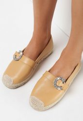 Ciemnobeżowe Espadryle Nemotis. Brązowe espadryle damskie Born2be, na lato, bez wzorów, bez obcasa, na płaskiej podeszwie, bez zapięcia. Za 44.99 zł.