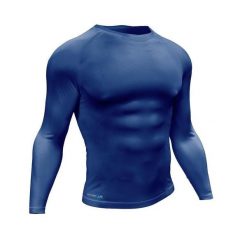 Dżersej z długim rękawem Precision Essential Baselayer. Niebieskie koszulki sportowe męskie PRECISION, na zimę, bez wzorów, z dżerseju, bez kołnierzyka, bez ramiączek, do biegania. Za 197.00 zł.