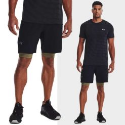 Spodenki fitness męskie UNDER ARMOUR Vanish Woven Shorts Szorty. Czarne krótkie spodenki sportowe męskie Under Armour, m, bez wzorów, na fitness i siłownię. Za 119.99 zł.
