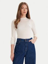 Lacoste Sweter AF4189 Écru Slim Fit. Swetry damskie Lacoste, bez wzorów, z wełny, bez kołnierzyka, bez ramiączek, bez kaptura. Za 729.99 zł.