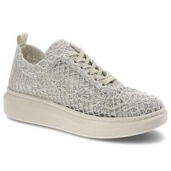 Półbuty damskie Artiker, tekstylna cholewka z ażurowym koronkowym wzorem klasyczne sznurowanie podwyższona platforma, beżowe, 50C1117. Brązowe półbuty damskie Artiker, na lato, w ażurowe wzory, z koronki, casualowe, bez obcasa, na platformie, bez zapięcia. Za 144.99 zł.