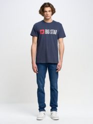 Koszulka męska z logo BIG STAR granatowa Quado 403. Niebieskie t-shirty męskie Big Star, na wiosnę, l, bez wzorów, z denimu, casualowe, bez kołnierzyka. W wyprzedaży za 99.99 zł.