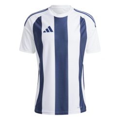 Koszulka męska adidas Striped 24 Jersey. Białe koszulki sportowe męskie Adidas, l, bez wzorów, z jersey, bez kołnierzyka, bez ramiączek, do piłki nożnej. Za 96.99 zł.