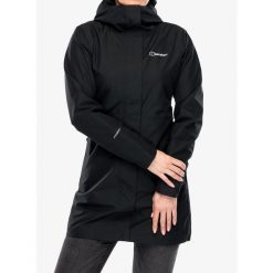 Parka przeciwdeszczowa damska Berghaus Omeara Long Shell Jacket. Czarne kurtki damskie Berghaus, bez wzorów, bez kaptura, trekkingowe. Za 703.99 zł.