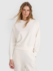 4F Bluza dresowa nierozpinana z modalem damska - biała XS. Białe bluzy sportowe damskie 4f, l, bez wzorów, z dresówki, z kapturem. W wyprzedaży za 169.99 zł.