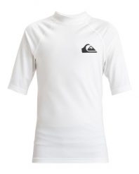 Koszulka surf UPF 50 z krótkim rękawem dla Chłopcy EVERYDAY Biały. Białe t-shirty dla chłopców Quiksilver, bez wzorów, z elastanu, bez ramiączek. Za 109.99 zł.