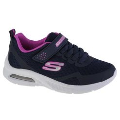 Buty do chodzenia dziewczęce, Skechers Microspec Max. Niebieskie buty sportowe dziewczęce Skechers, bez wzorów, z materiału, bez zapięcia, trekkingowe. Za 179.99 zł.