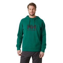 Bluza męska Helly Hansen HH Logo Hoodie 2.0. Zielone bluzy męskie Helly Hansen, m, bez wzorów, bez kaptura. W wyprzedaży za 323.30 zł.