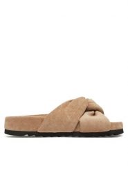 DeeZee Klapki CT1113-6 Beżowy. Brązowe klapki damskie DeeZee, bez wzorów, z materiału, bez obcasa. Za 119.99 zł.