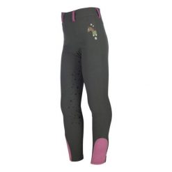Dziewczęce legginsy jeździeckie z pełną przyczepnością HKM Kids Pony Dream II. Czerwone legginsy dla dziewczynek HKM, bez wzorów, z materiału. Za 249.80 zł.