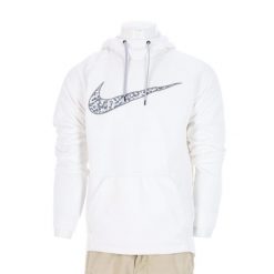 Second life - Nike bluza męska z kapturem - Stan bardzo dobry. Białe bluzy męskie Nike, l, bez wzorów, z materiału, z kapturem, na fitness i siłownię. Za 106.46 zł.