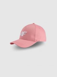 4F Czapka z daszkiem strapback damska - różowa S/M. Czerwone czapki i kapelusze damskie 4f, na lato, bez wzorów, z bawełny, sportowe. Za 59.99 zł.
