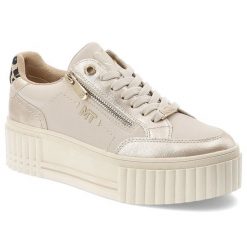 Sneakersy damskie Marco Tozzi, klasyczne sznurowanie oraz praktyczny zamek błyskawiczny ozdobne metaliczne wstawki, białe, 2-23728-46 402. Białe półbuty damskie Marco Tozzi, bez wzorów, klasyczne, bez obcasa, na platformie, bez zapięcia. Za 229.90 zł.