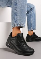 Czarne Sneakersy z Podeszwą Air i Ozdobną Perforacją Florias. Czarne obuwie sportowe damskie Born2be, bez wzorów. Za 74.99 zł.