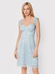 Guess Sukienka koktajlowa W2YK70 KAQN0 Błękitny Slim Fit. Niebieskie sukienki damskie Guess, l, z aplikacjami, z syntetyku, wizytowe, bez kołnierzyka, bez ramiączek. Za 689.99 zł.