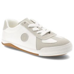 Trampki damskie Big Star, skóra naturalna zamszowe wstawki sznurowany fason klasyczna gumowa podeszwa okrągły nosek, białe, TT274145. Białe półbuty damskie Big Star, bez wzorów, z gumy, klasyczne, bez zapięcia. Za 139.00 zł.