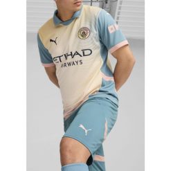 Męskie szorty Manchester City 24/25 PUMA Bold Blue Poppy Pink. Czerwone krótkie spodenki sportowe męskie Puma, m, bez wzorów, do piłki nożnej. W wyprzedaży za 180.05 zł.