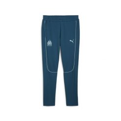 Męskie spodnie Casuals Olympique Marsylia PUMA Ocean Tropic Turquoise Surf Blue. Niebieskie spodnie sportowe męskie Puma, m, bez wzorów, z dresówki, do piłki nożnej. Za 254.50 zł.