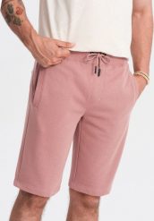 Ombre Męskie szorty dresowe z bawełny BASIC ciemnoróżowe V4 OM-SRBS-0149 XL. Czerwone szorty męskie Ombre, m, bez wzorów, z bawełny. Za 49.99 zł.