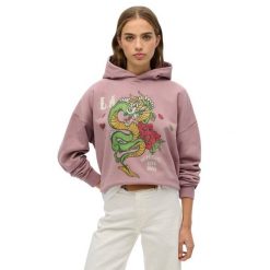 Bluza damska z kapturem Superdry Neo Trad Tattoo. Fioletowe bluzy damskie Superdry., bez wzorów, z kapturem. Za 369.45 zł.