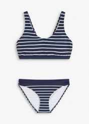 Bikini bustier (2 części). Niebieskie bikini damskie bonprix, bez wzorów. Za 79.99 zł.