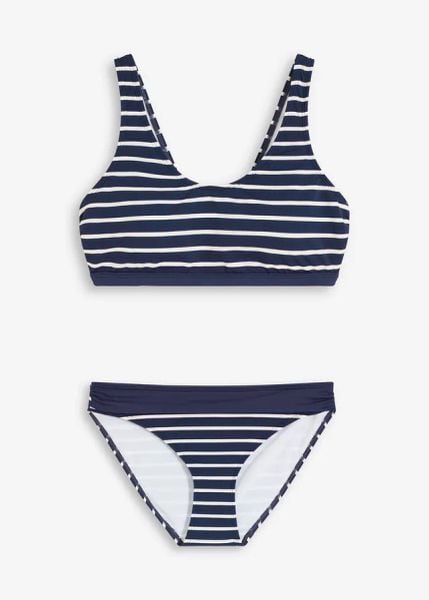Bikini bustier (2 części). Niebieskie bikini damskie bonprix, bez wzorów. Za 79.99 zł.