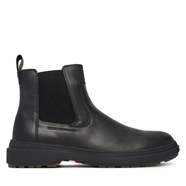 Sztyblety Tommy Hilfiger. Czarne botki męskie Tommy Hilfiger, bez wzorów, bez zapięcia. Za 699.99 zł.