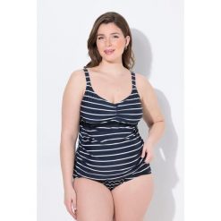 Damskie tankini Bellieva góra bez miękkich miseczek prążki. Niebieskie bikini damskie Ulla Popken, plus size, bez wzorów, plus size. Za 179.99 zł.