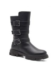 DeeZee Botki CS6226-01 Czarny. Czarne botki dziewczęce DeeZee, ze skóry, bez zapięcia. Za 179.99 zł.